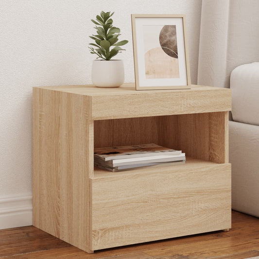 Bedside table with LED lights Sonoma oak 50x40x45 cm