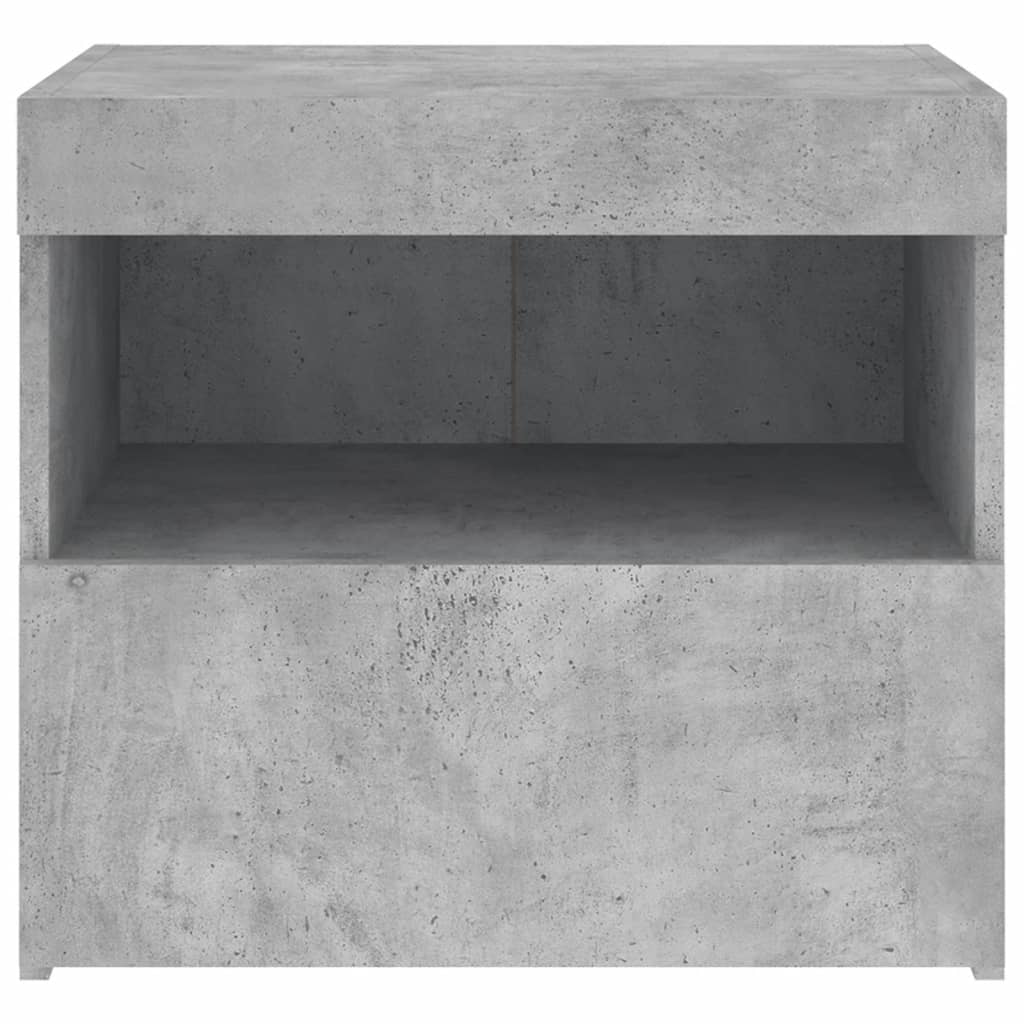 Bedside table with LED lights concrete grey 50x40x45 cm