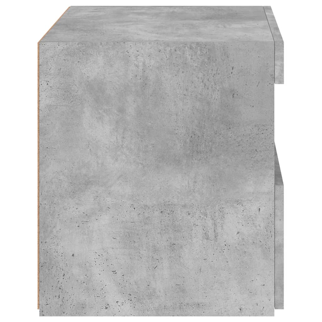 Bedside table with LED lights concrete grey 50x40x45 cm