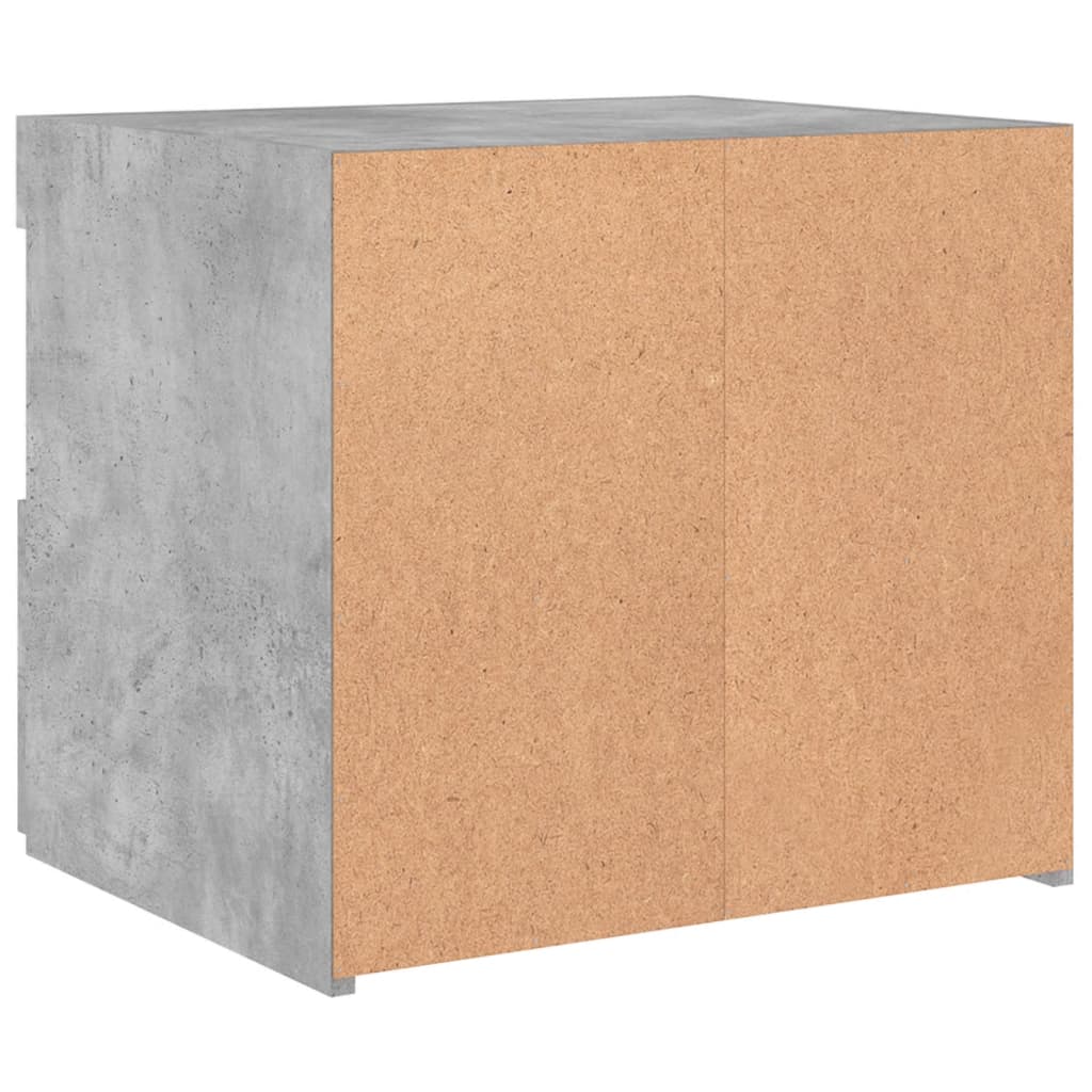 Bedside table with LED lights concrete grey 50x40x45 cm