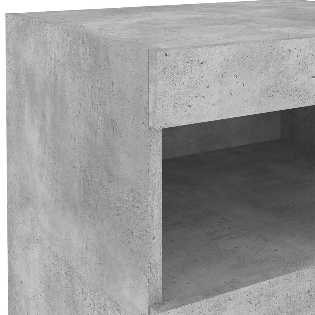 Bedside table with LED lights concrete grey 50x40x45 cm