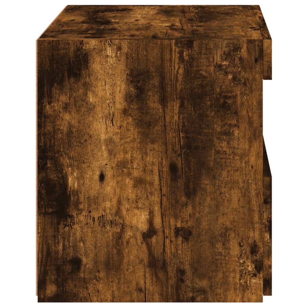 Bedside table with LED lights smoked oak 50x40x45 cm