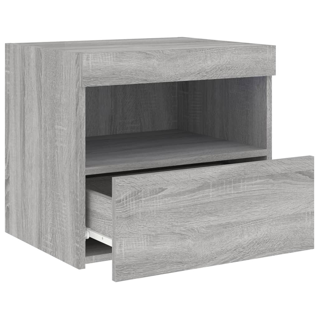 Bedside table with LED lights, Sonoma grey, 50x40x45 cm