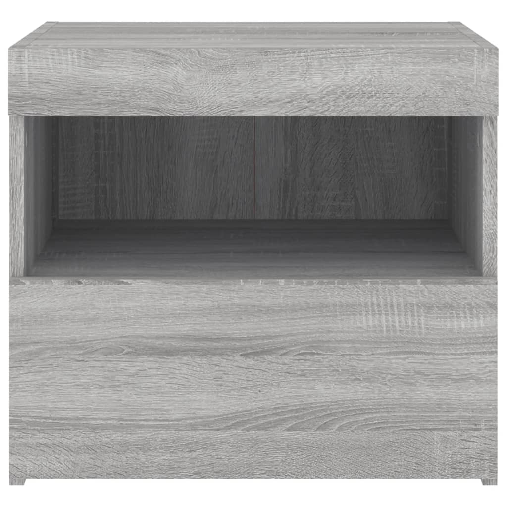 Bedside table with LED lights, Sonoma grey, 50x40x45 cm