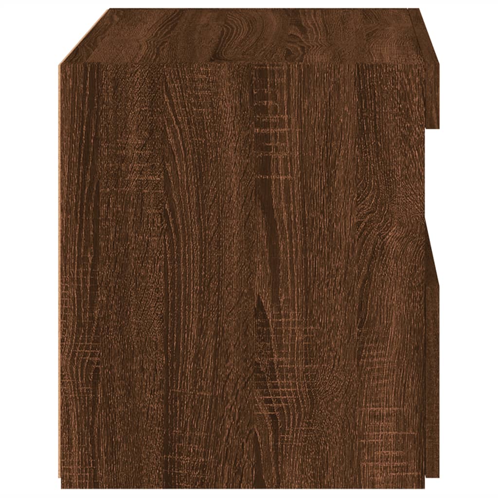 Tables de chevet avec lumières LED 2 pcs. Chêne marron 50x40x45 cm