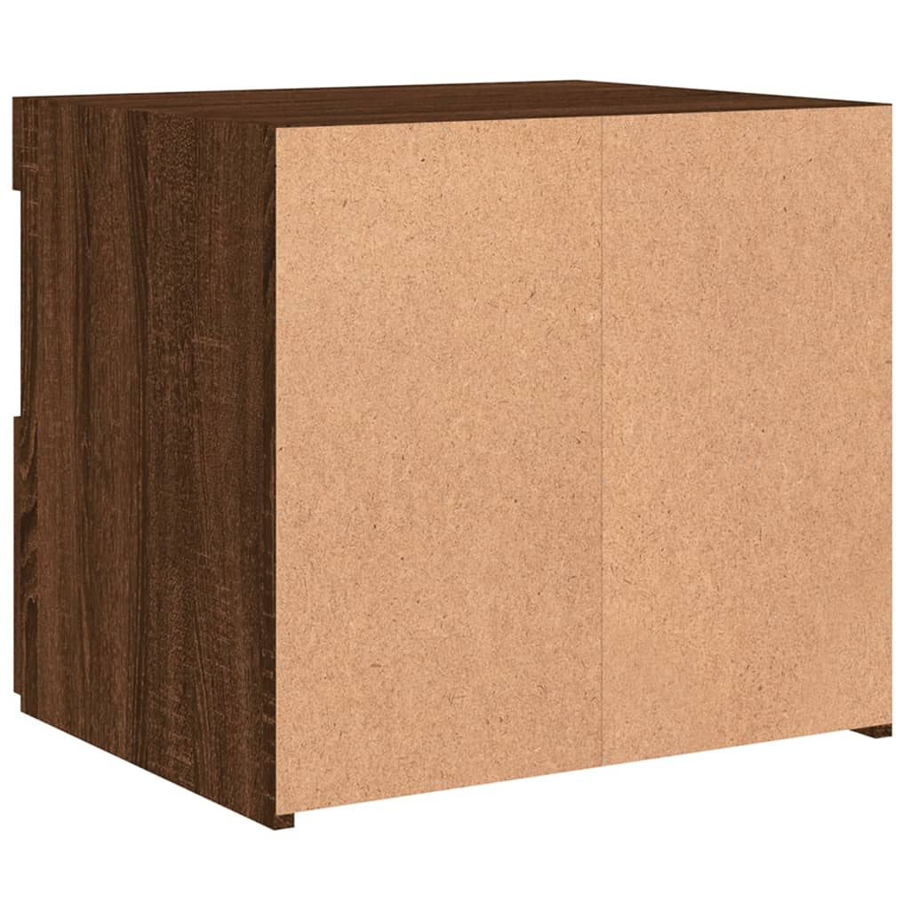Tables de chevet avec lumières LED 2 pcs. Chêne marron 50x40x45 cm