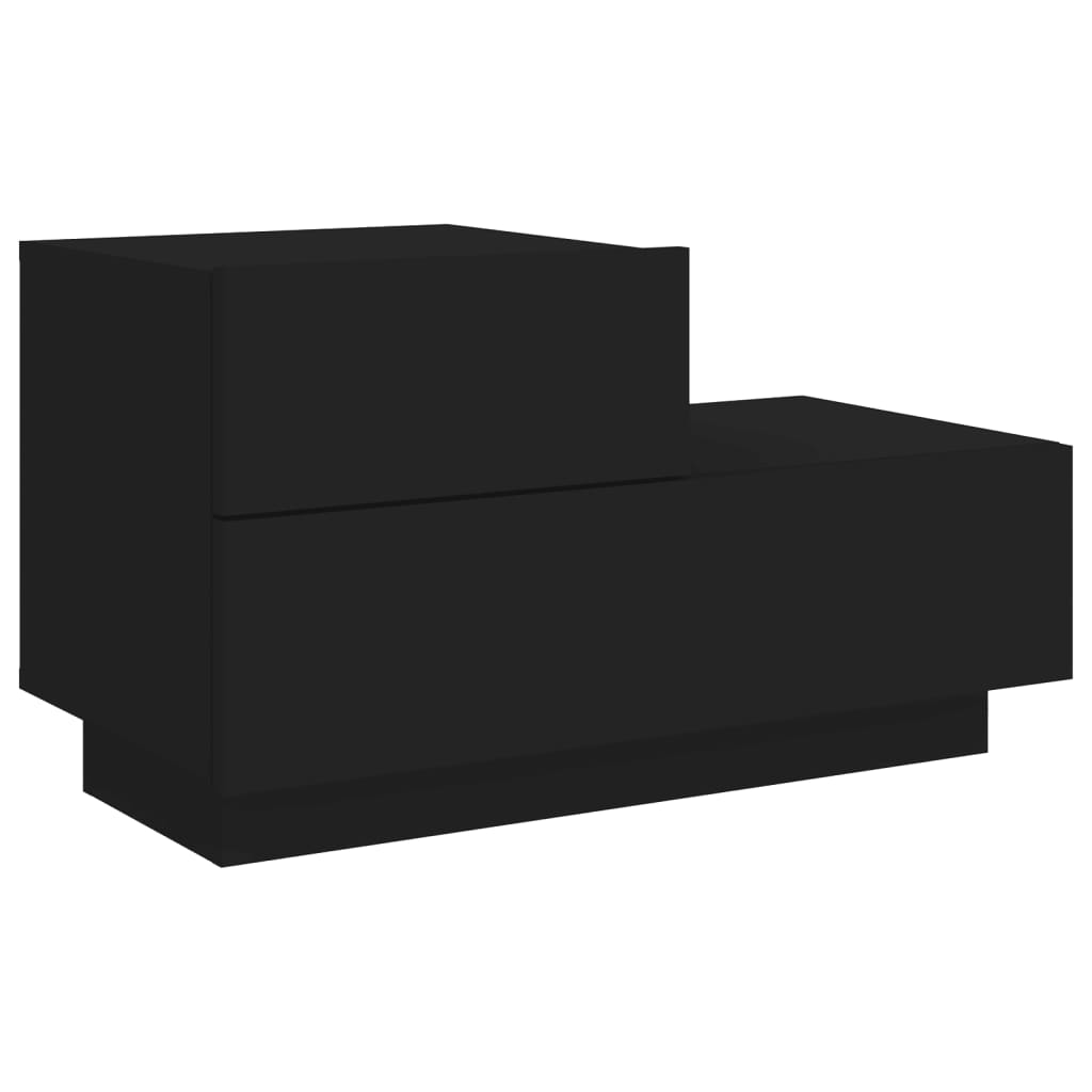 Bedside table with LED lights Black 70x36x40.5 cm