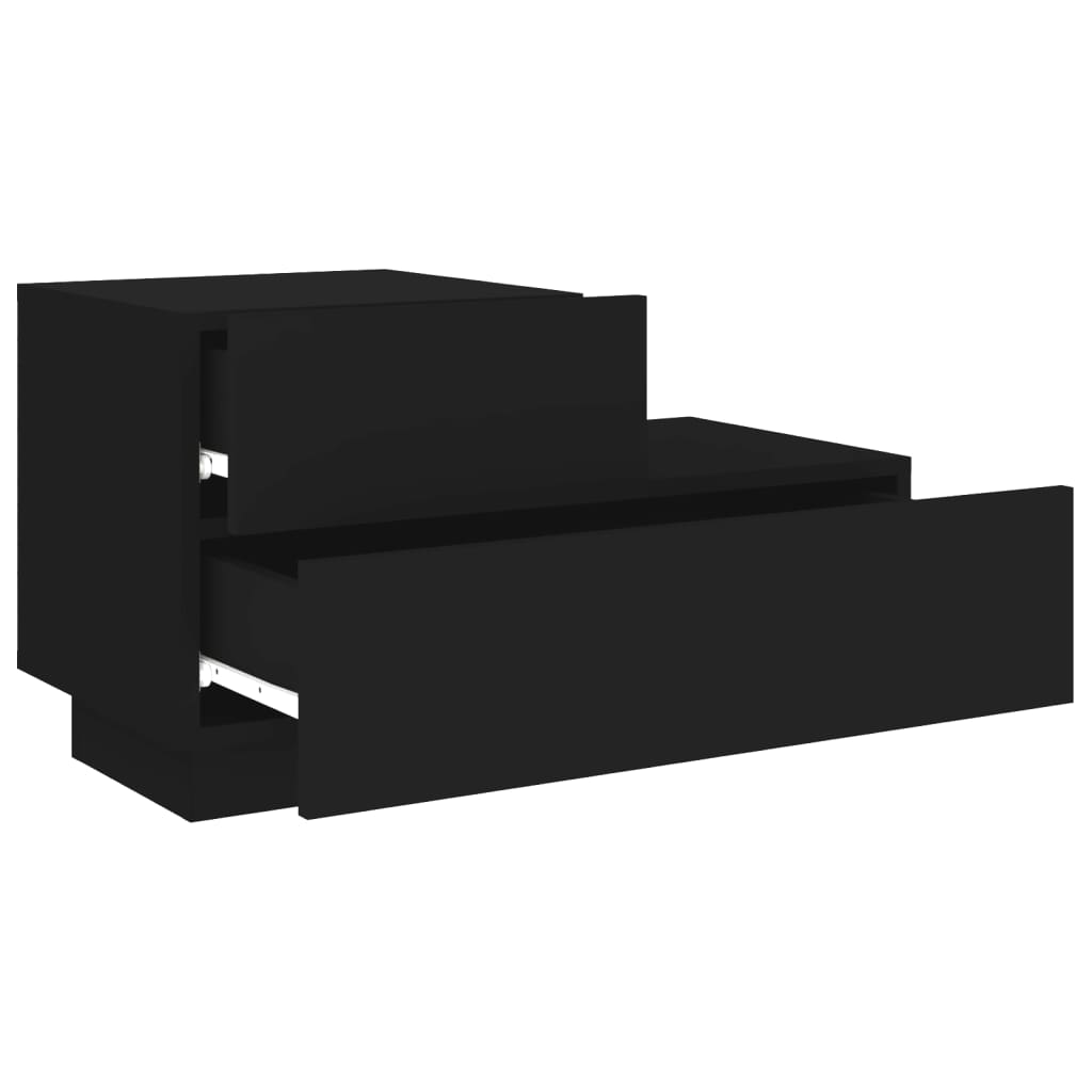 Bedside table with LED lights Black 70x36x40.5 cm