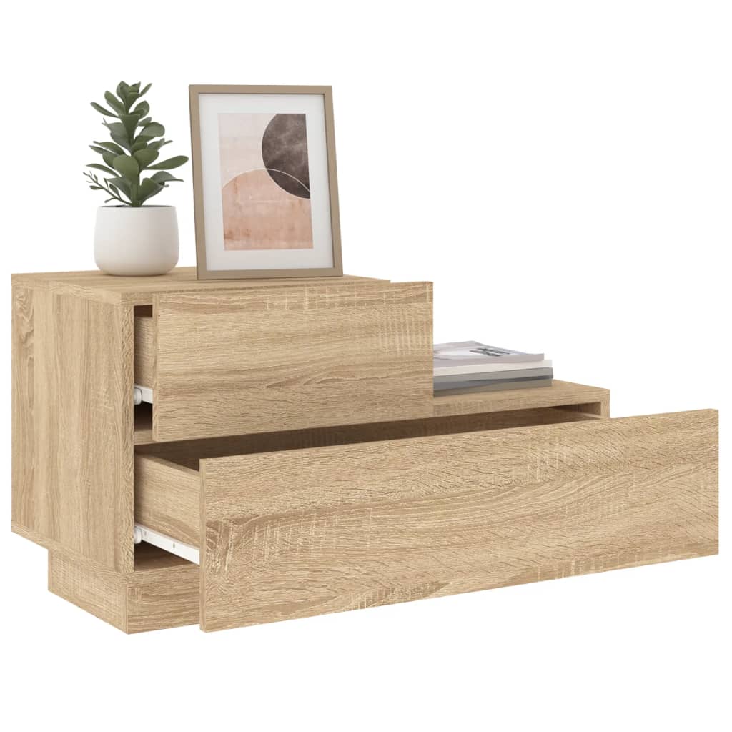 Bedside table with LED lights Sonoma oak 70x36x40.5 cm