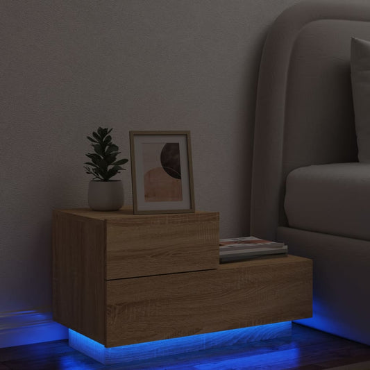 Bedside table with LED lights Sonoma oak 70x36x40.5 cm