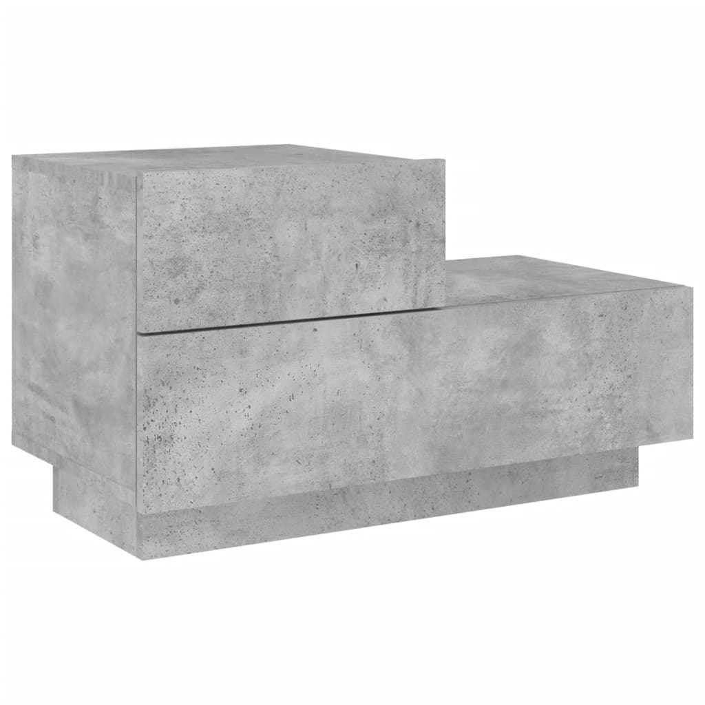 Bedside table with LED lights concrete grey 70x36x40.5 cm