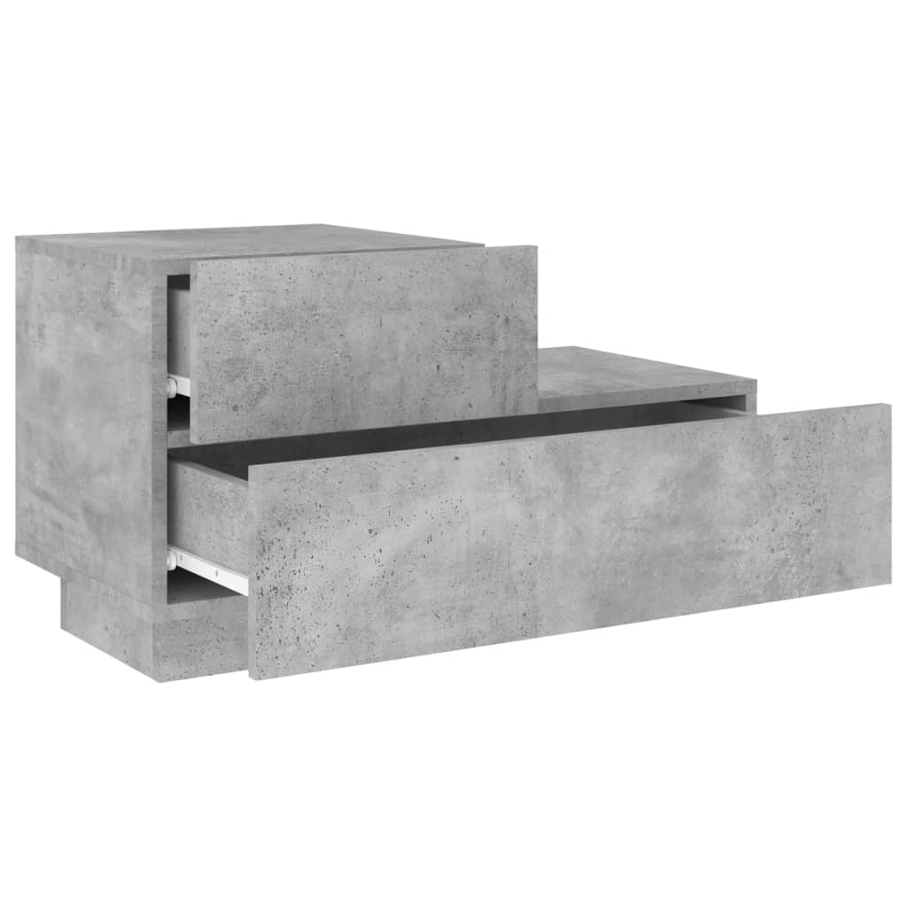 Bedside table with LED lights concrete grey 70x36x40.5 cm