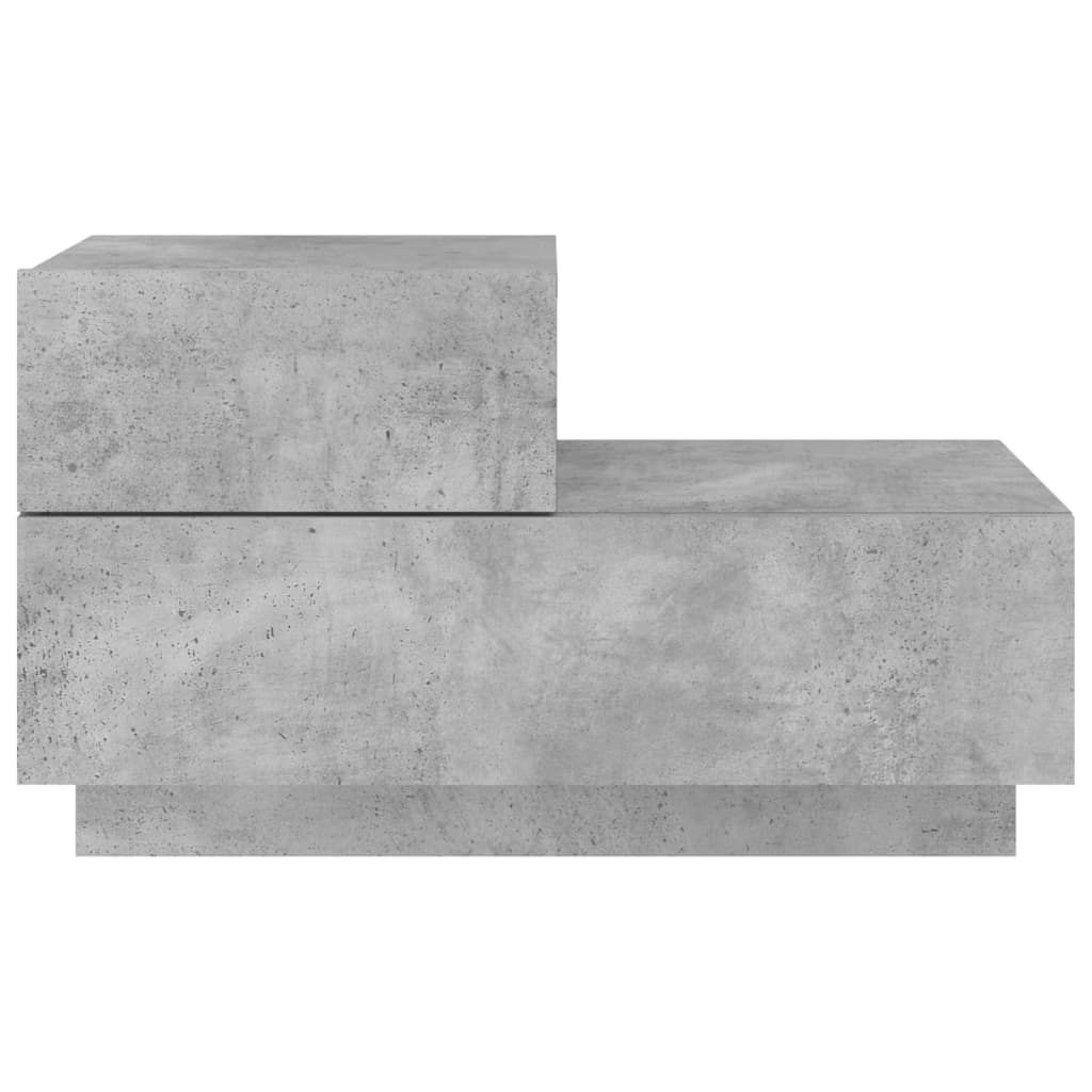 Bedside table with LED lights concrete grey 70x36x40.5 cm