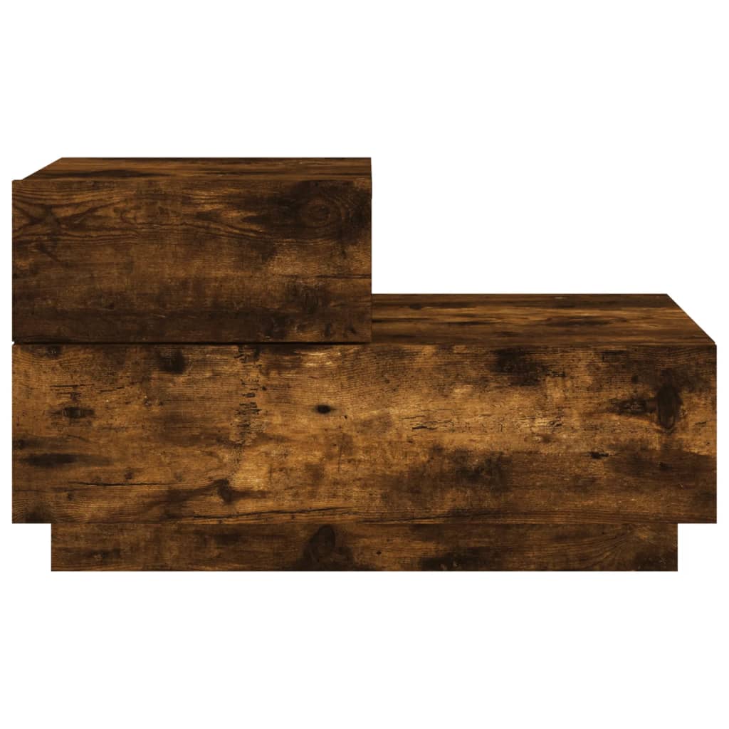 Bedside table with LED lights smoked oak 70x36x40.5 cm