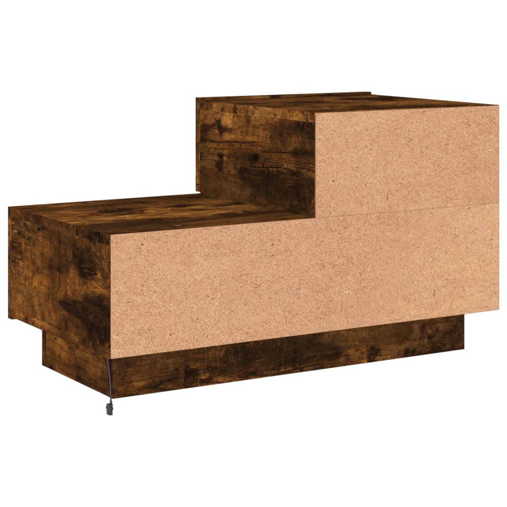 Bedside table with LED lights smoked oak 70x36x40.5 cm