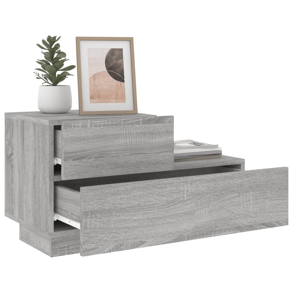 Bedside table with LED lights Gray Sonoma 70x36x40.5 cm