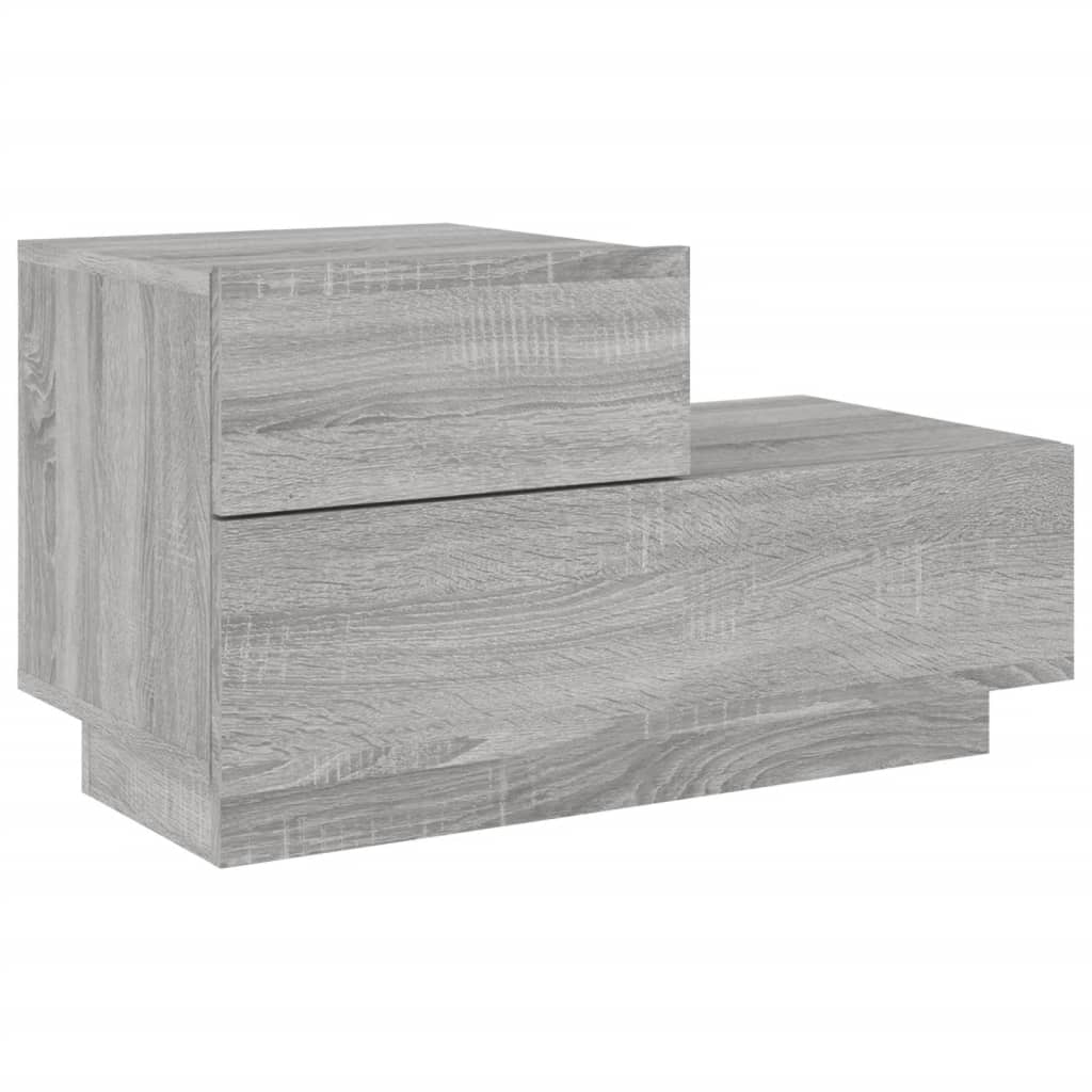 Bedside table with LED lights Gray Sonoma 70x36x40.5 cm