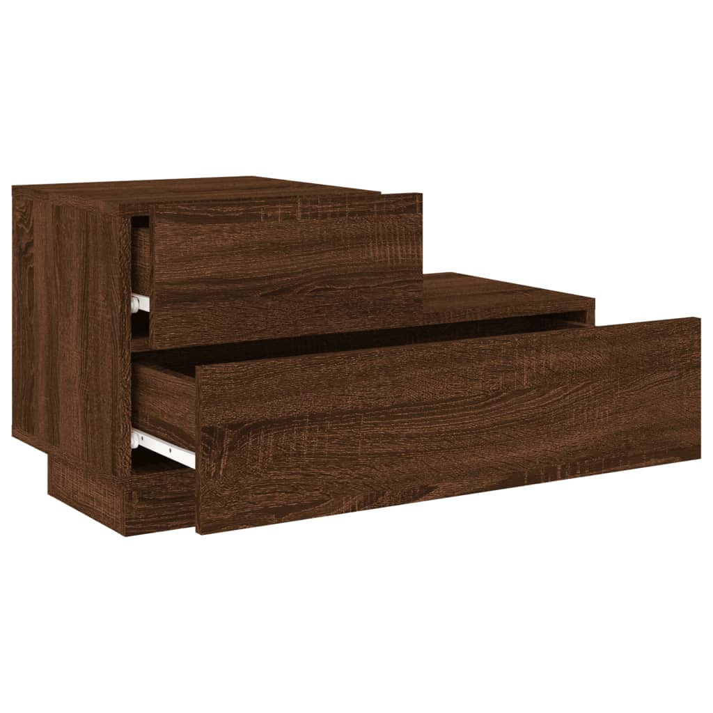 Bedside table with LED lights brown oak look 70x36x40.5 cm