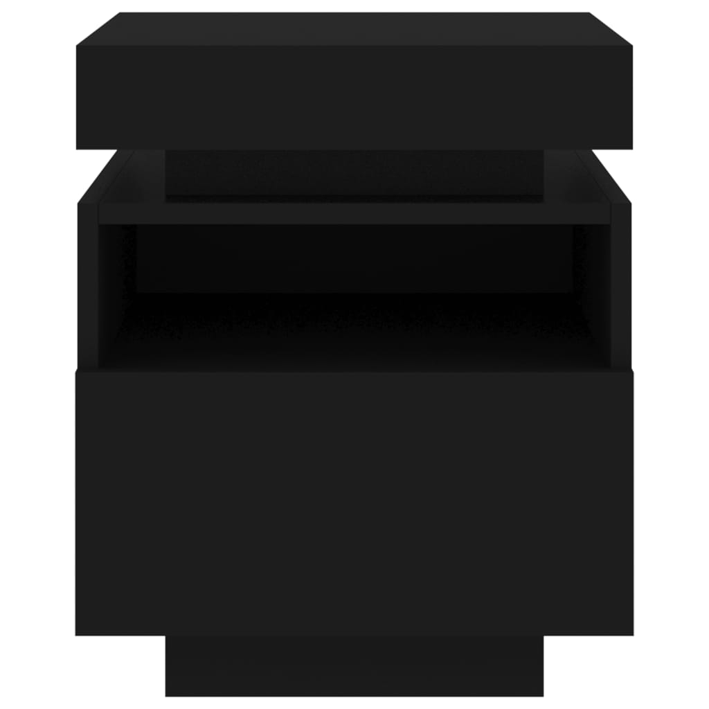 Bedside tables with LED lights 2 pcs. Black 40x39x48.5 cm