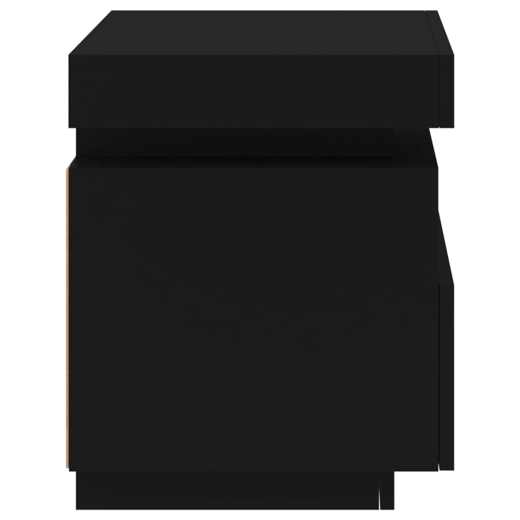 Bedside tables with LED lights 2 pcs. Black 40x39x48.5 cm