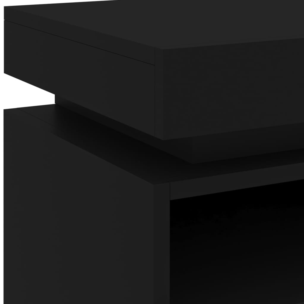 Bedside tables with LED lights 2 pcs. Black 40x39x48.5 cm