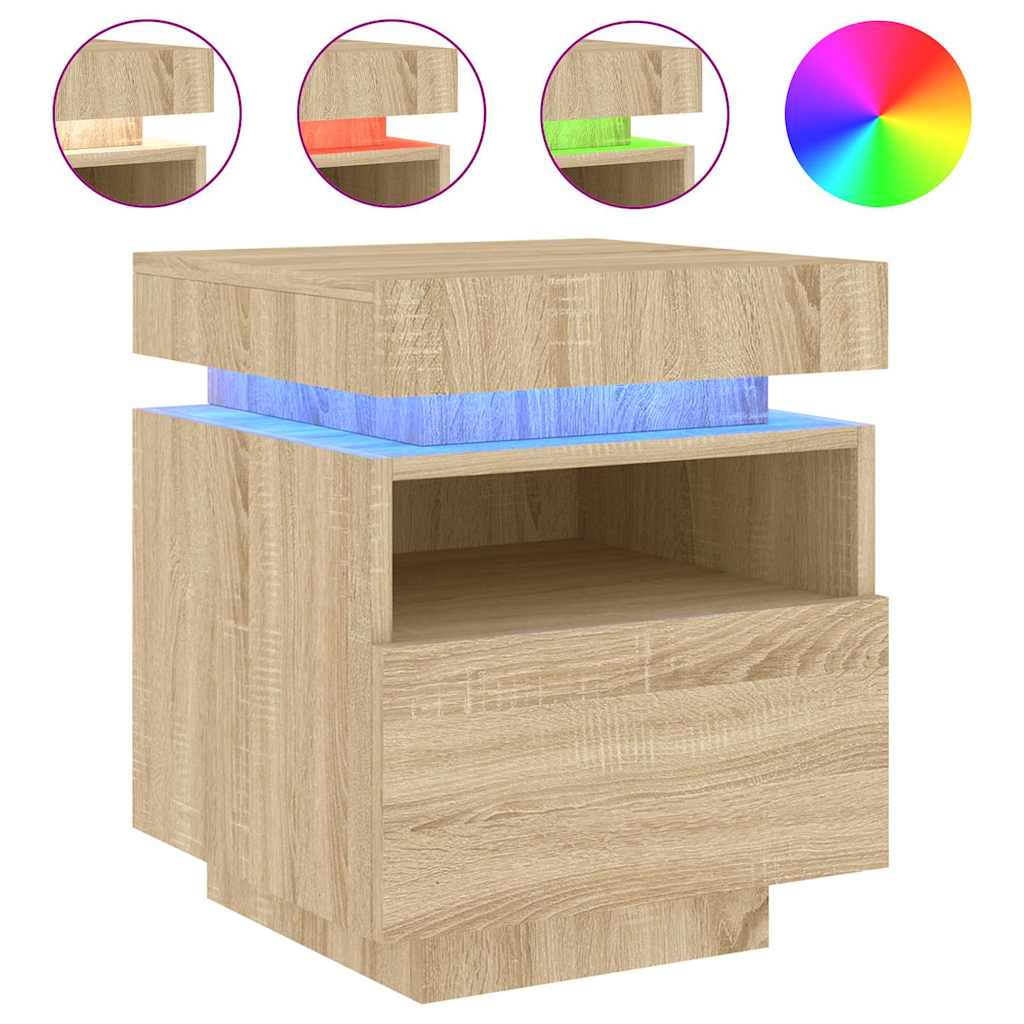 Nachttisch mit LED-Leuchten Sonoma-Eiche 40x39x48,5 cm