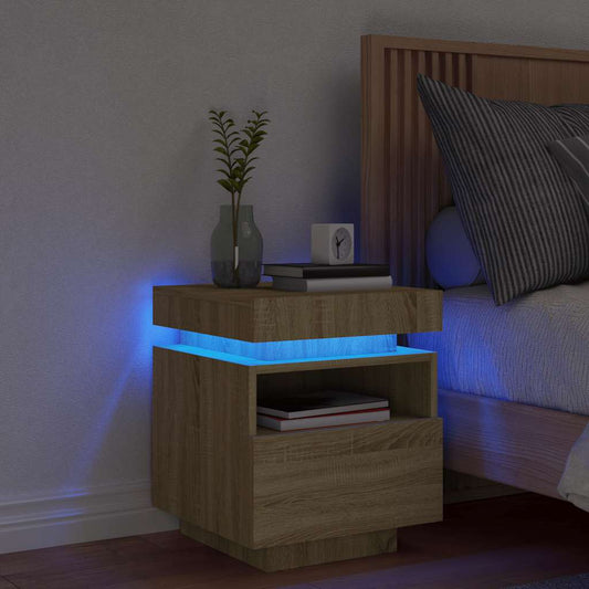 Nachttisch mit LED-Leuchten Sonoma-Eiche 40x39x48,5 cm