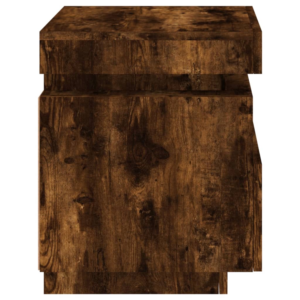 Bedside table with LED lights smoked oak 40x39x48.5 cm