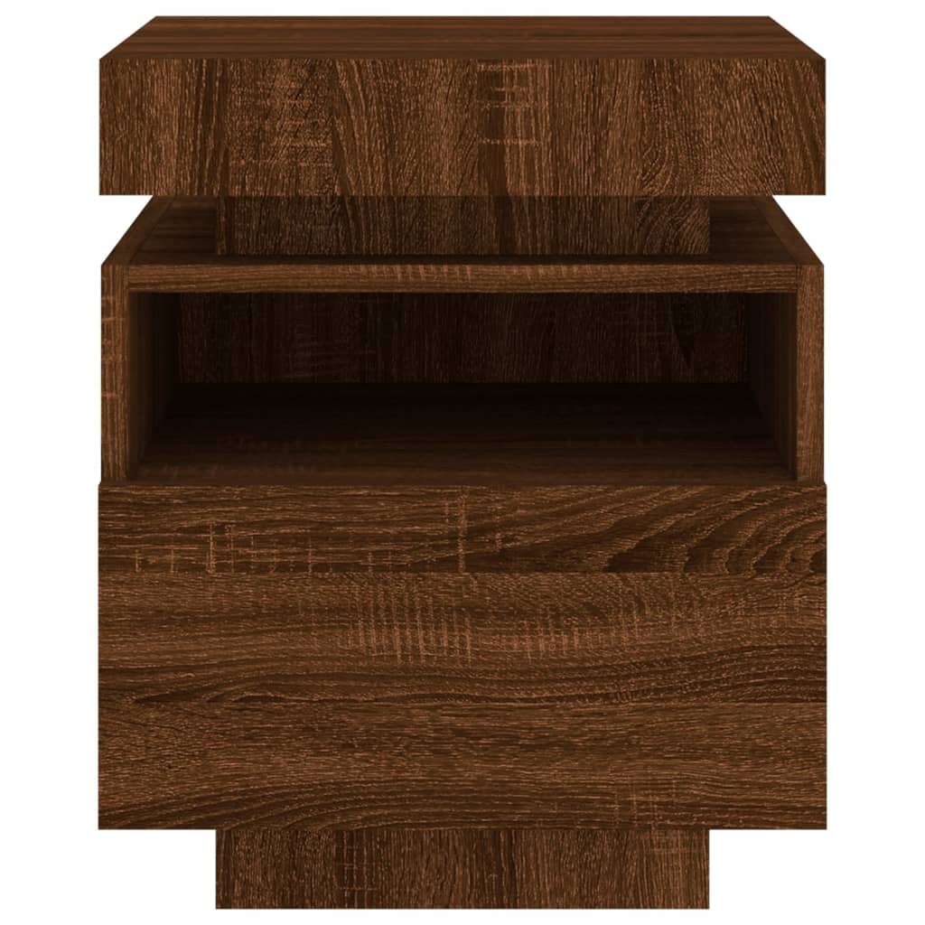 Tables de chevet avec lumières LED 2 pcs. Chêne marron 40x39x48,5 cm