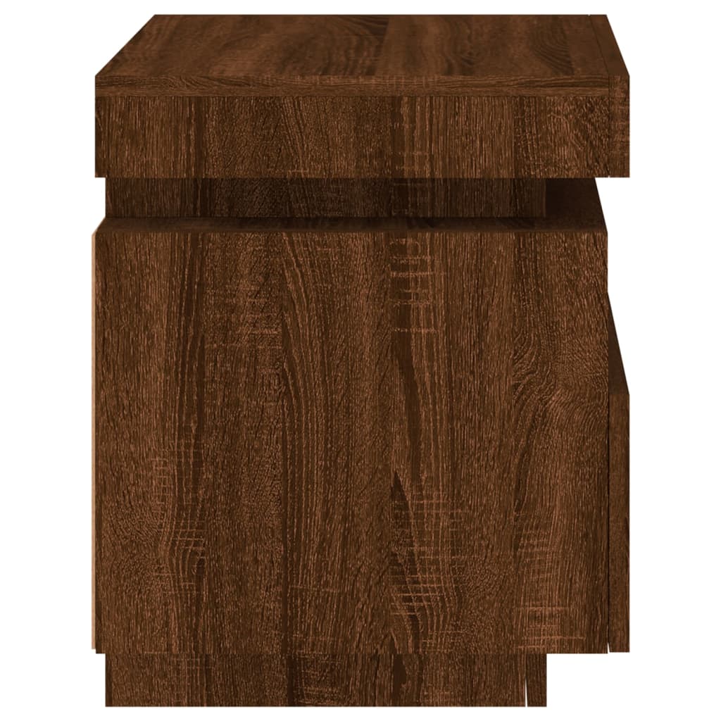 Tables de chevet avec lumières LED 2 pcs. Chêne marron 40x39x48,5 cm
