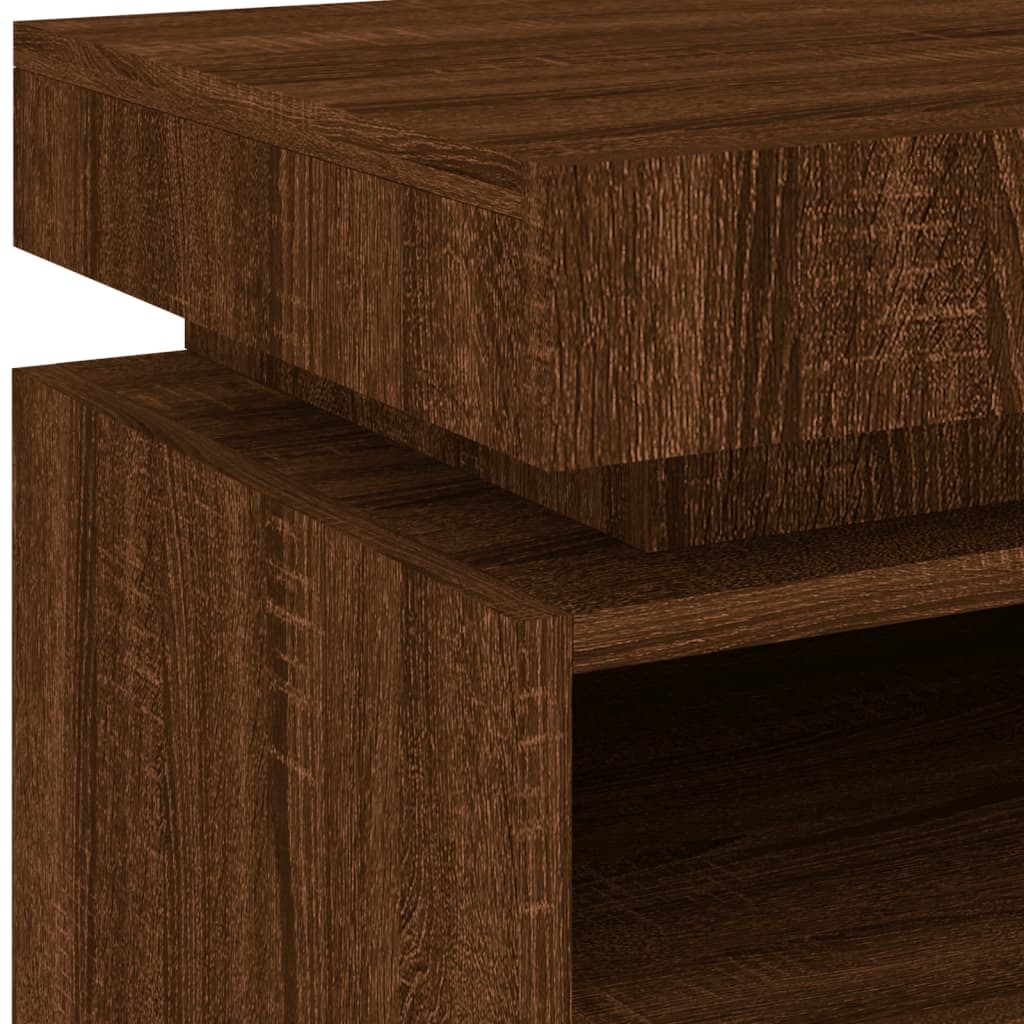 Tables de chevet avec lumières LED 2 pcs. Chêne marron 40x39x48,5 cm