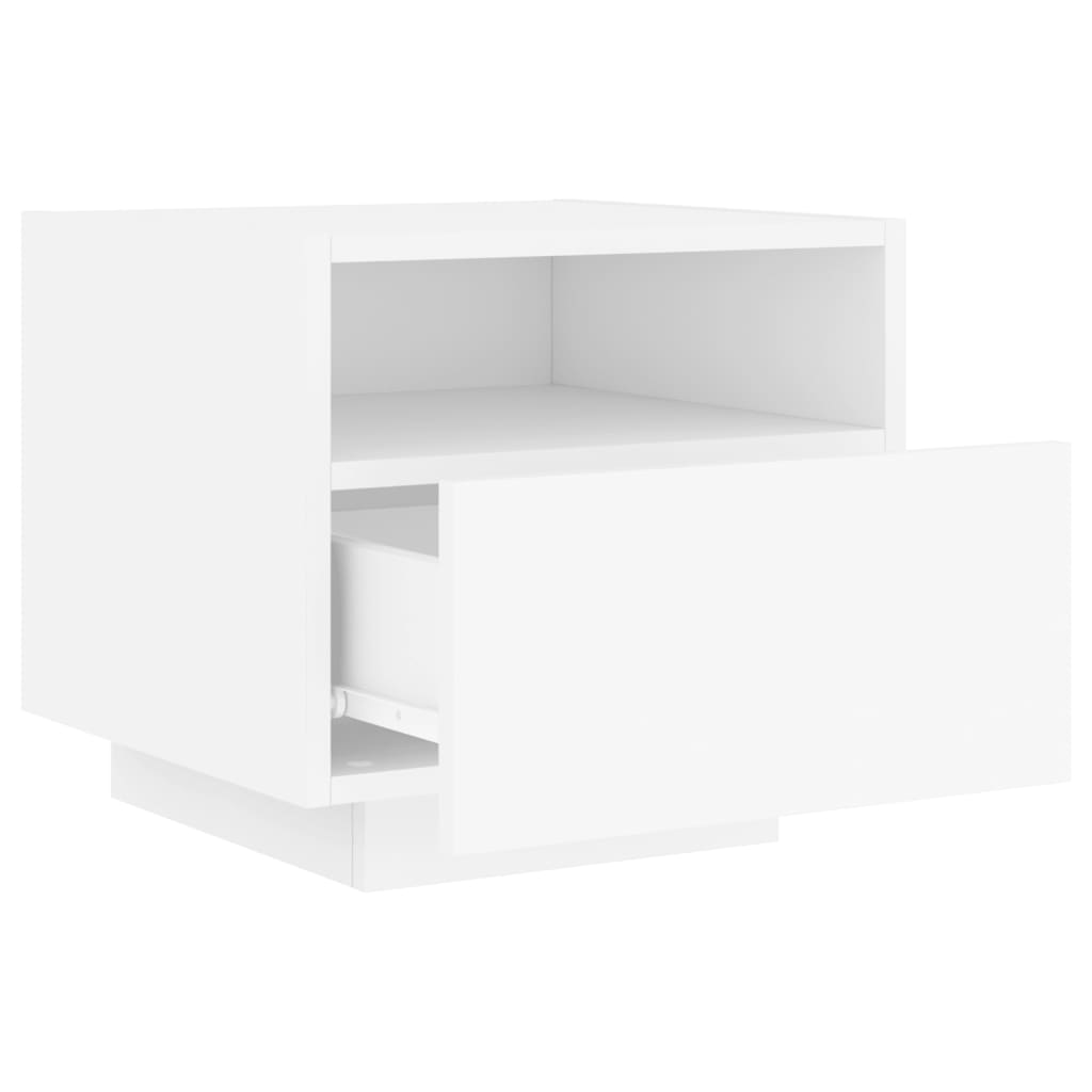Bedside table with LED lights White 40x39x37 cm