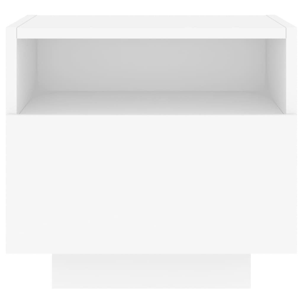 Bedside table with LED lights White 40x39x37 cm