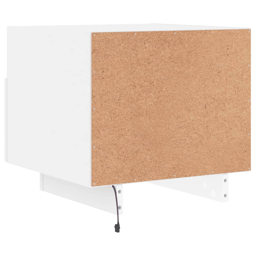 Bedside table with LED lights White 40x39x37 cm
