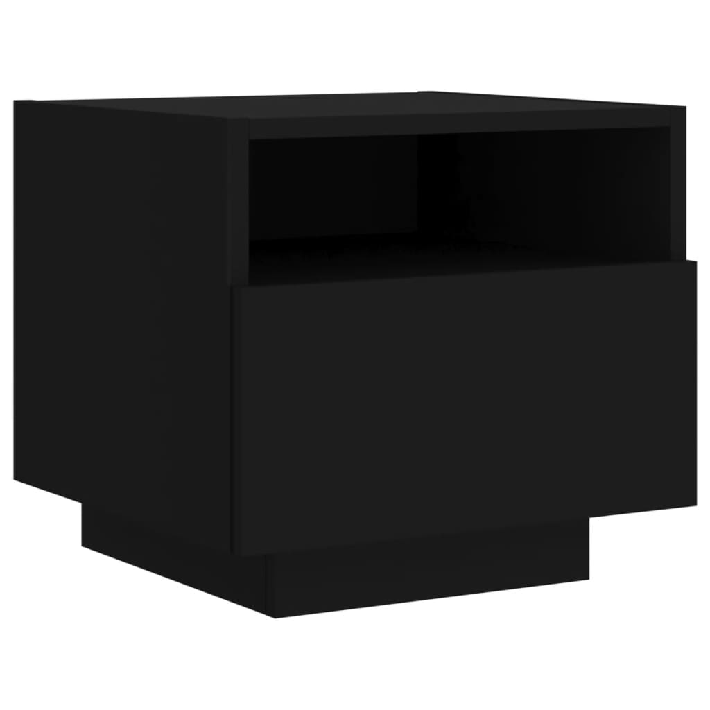 Bedside table with LED lights Black 40x39x37 cm