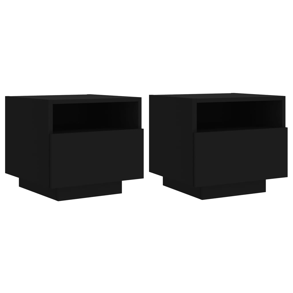 Bedside tables with LED lights 2 pcs. Black 40x39x37 cm