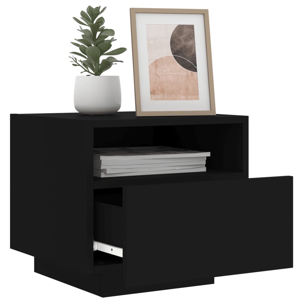 Bedside tables with LED lights 2 pcs. Black 40x39x37 cm