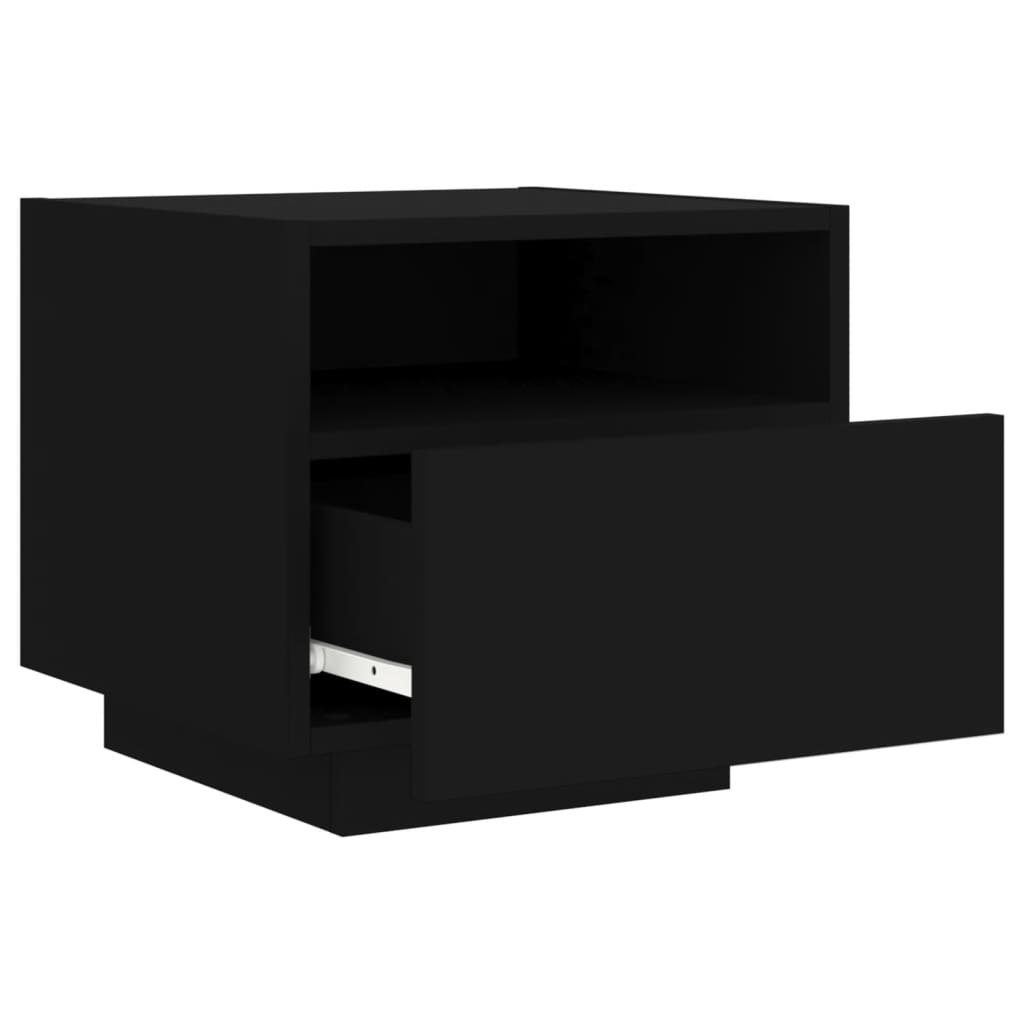 Bedside tables with LED lights 2 pcs. Black 40x39x37 cm