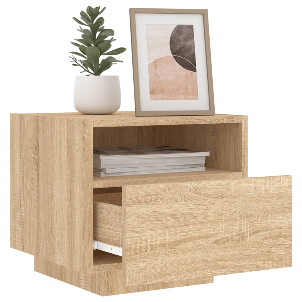 Bedside table with LED lights Sonoma oak 40x39x37 cm