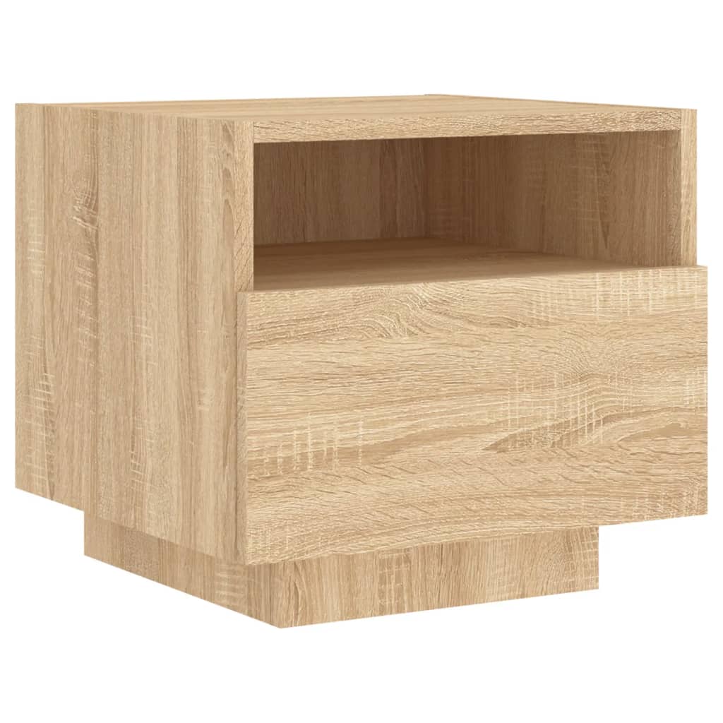 Bedside table with LED lights Sonoma oak 40x39x37 cm