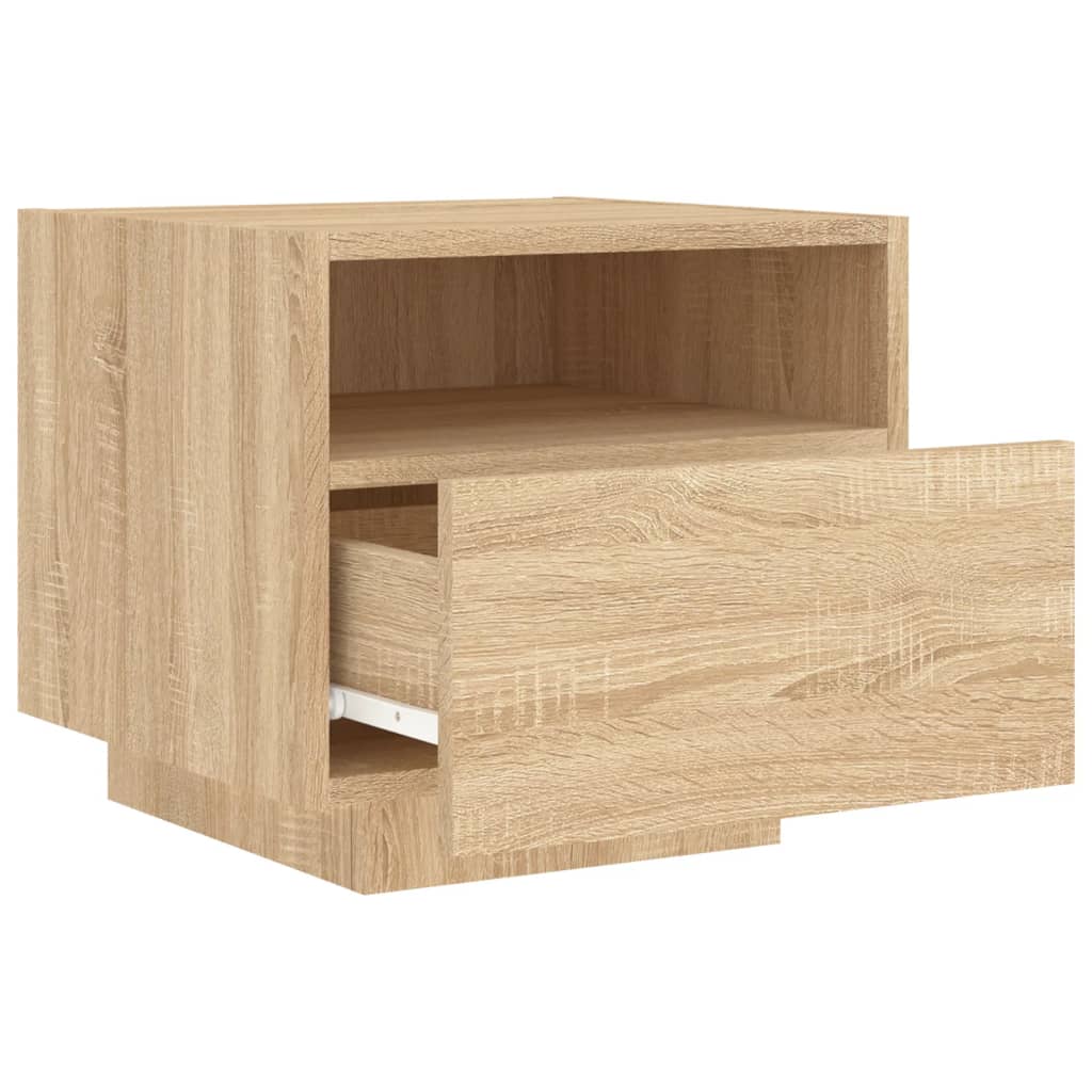 Bedside table with LED lights Sonoma oak 40x39x37 cm