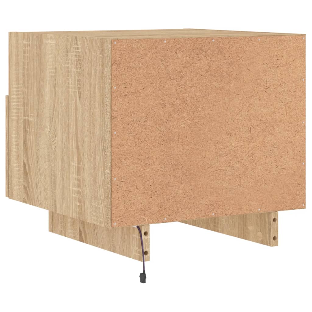 Bedside table with LED lights Sonoma oak 40x39x37 cm