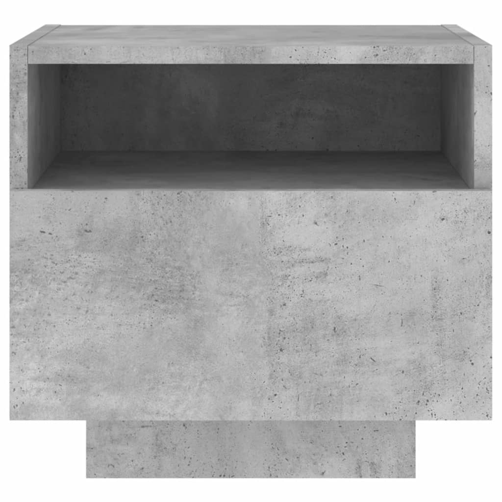 Bedside table with LED lights concrete grey 40x39x37 cm