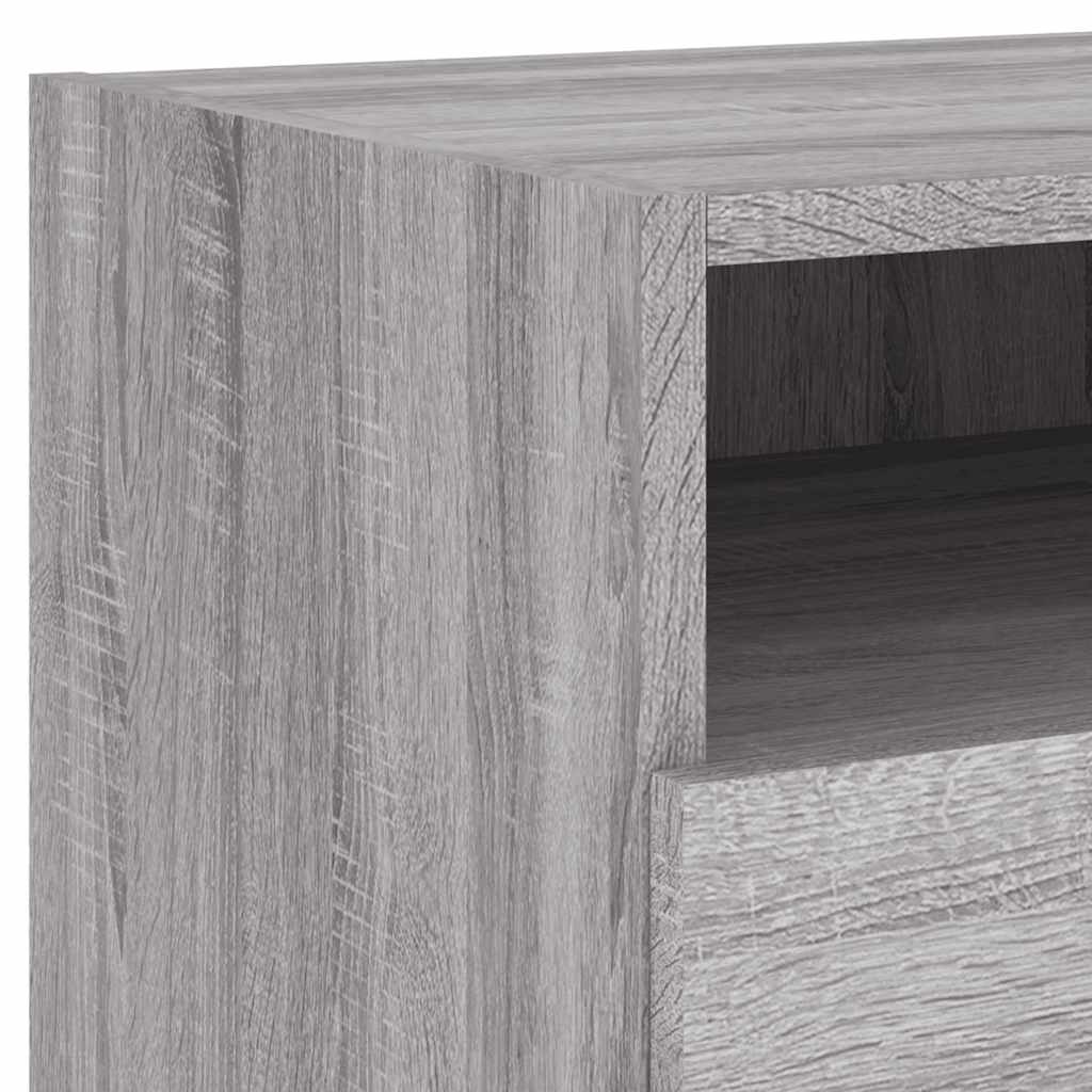 Nachttische mit LED-Leuchten 2 Stk. Grau Sonoma 40x39x37 cm