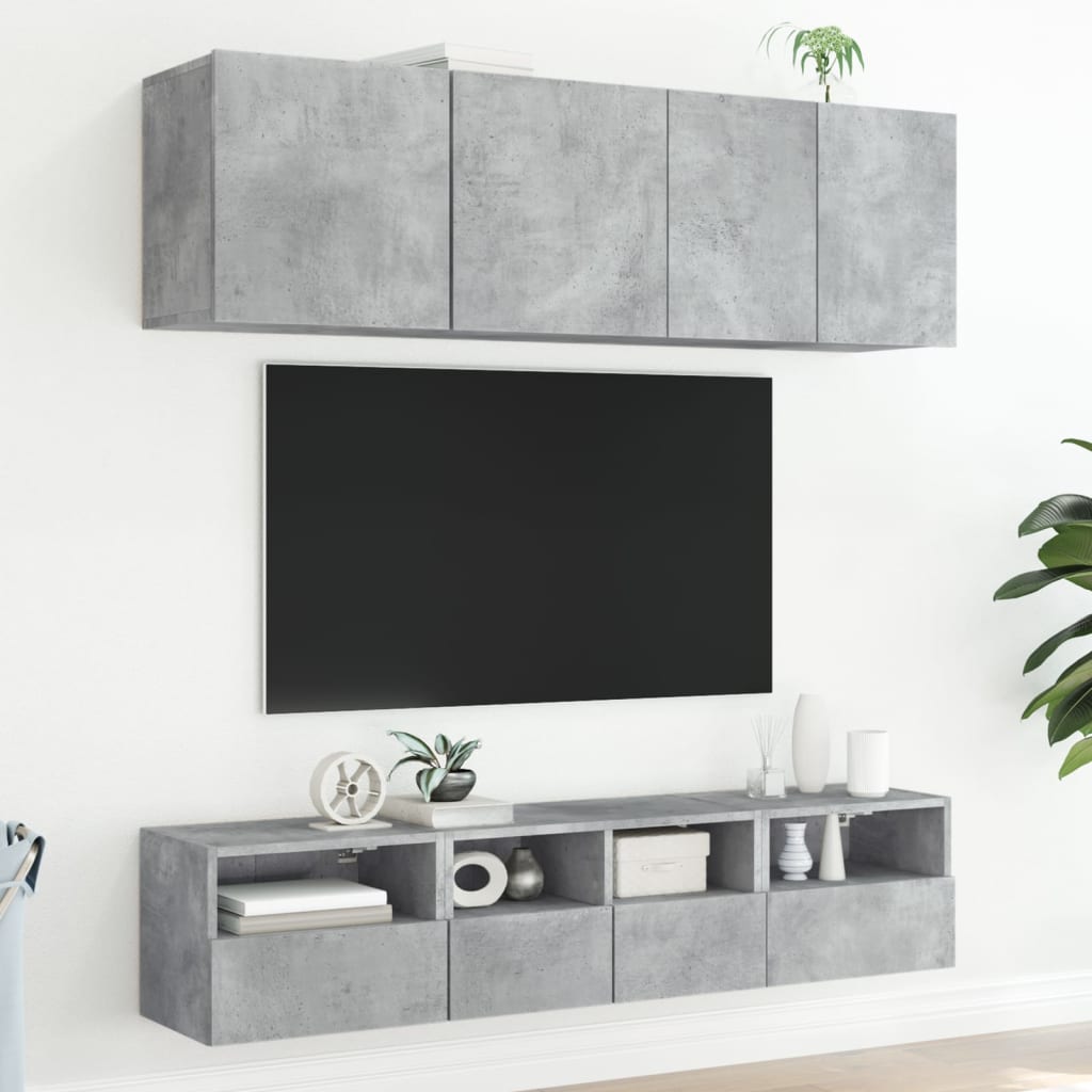 Meuble TV mural gris béton 40x30x30 cm en bois