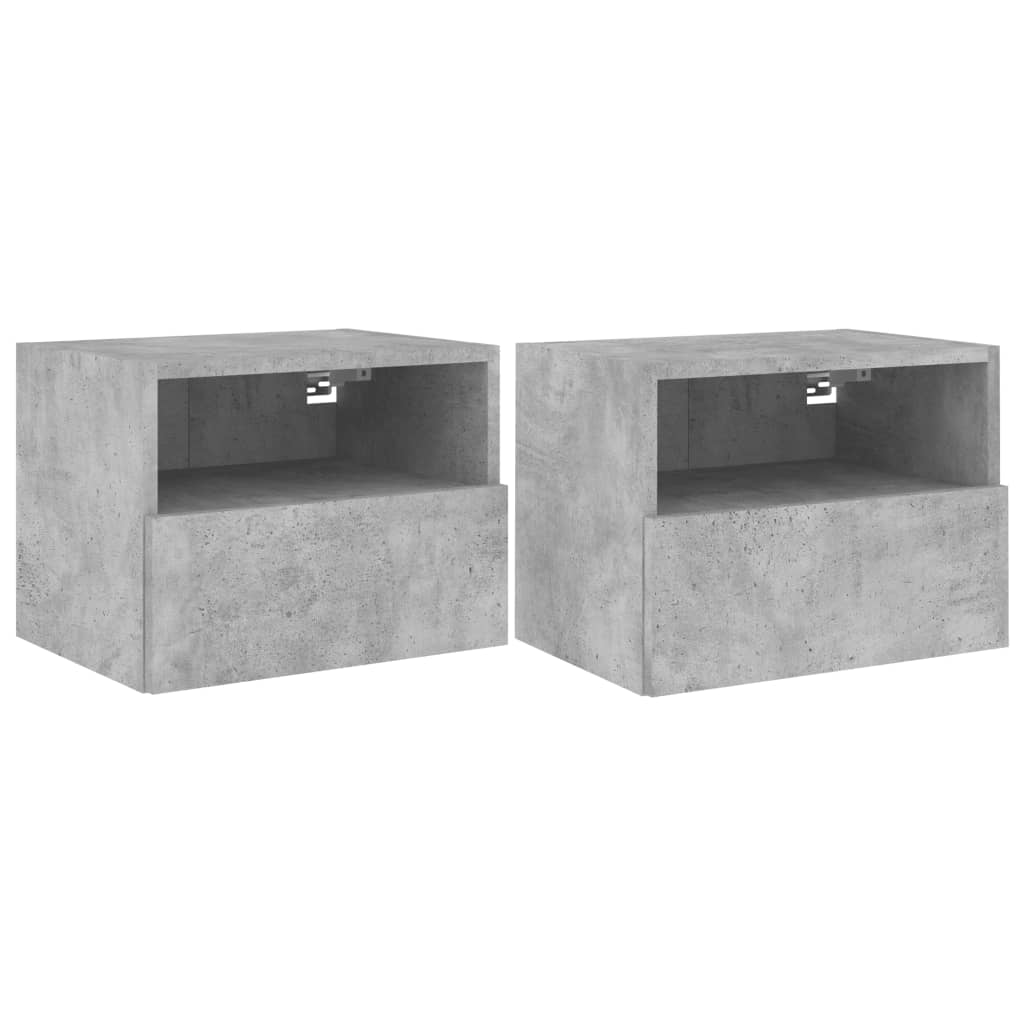 Meubles muraux TV 2 pièces. Matériau bois gris béton 40x30x30 cm.