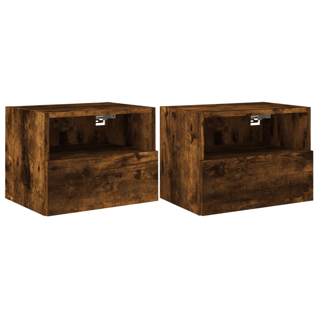 Meubles muraux TV 2 pièces Chêne fumé 40x30x30 cm matériau bois.