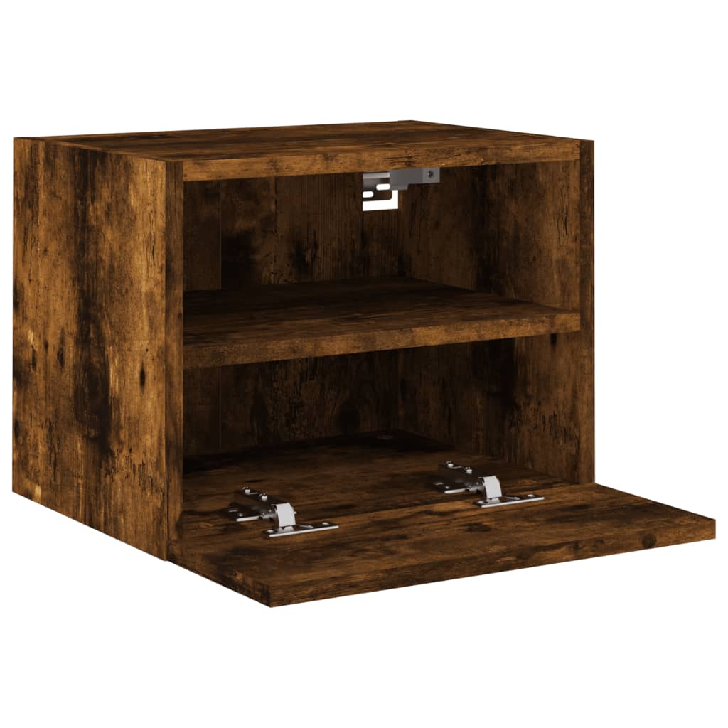 Meubles muraux TV 2 pièces Chêne fumé 40x30x30 cm matériau bois.