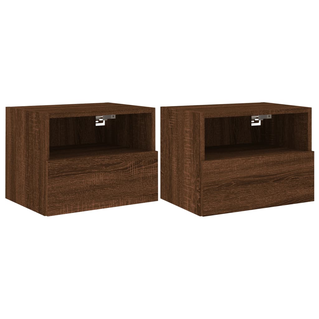 Meubles TV muraux 2 pièces aspect chêne marron 40x30x30 cm