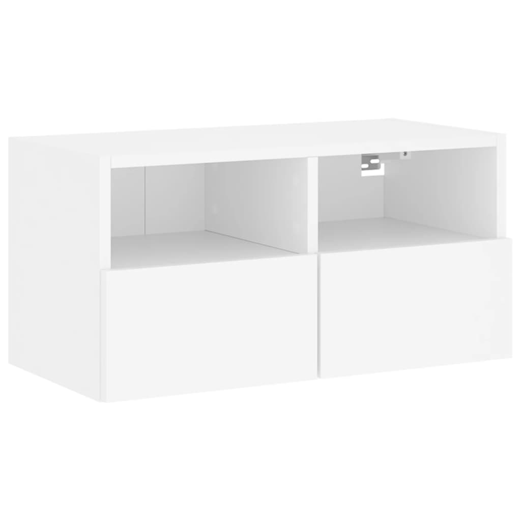 Meuble TV mural blanc 60x30x30 cm en bois